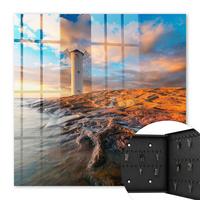 SCHLÜSSELBOX Schwarz 30x30 cm- Türöffnung nach rechts - Leuchtturm - Blau, Metall (30/30/5cm) - TULUP