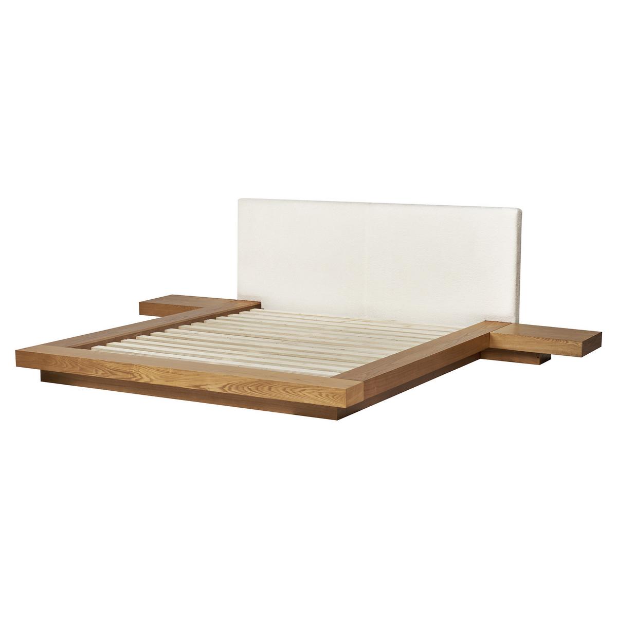 BETT mit LED 160/200 cm MDF-Platte Hellbraun Zen - Hellbraun, Holz (160/200cm) - Beliani
