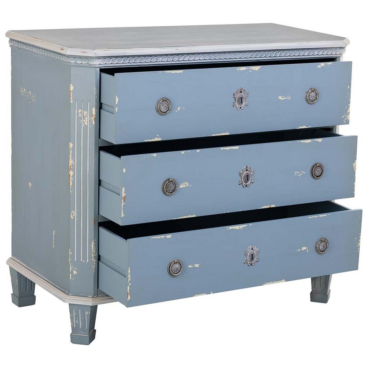 HOLZKOMMODE mit 3 schubladen 92x46x81 cm blau - Blau, Holz (92/81/46cm) - Wanderlust