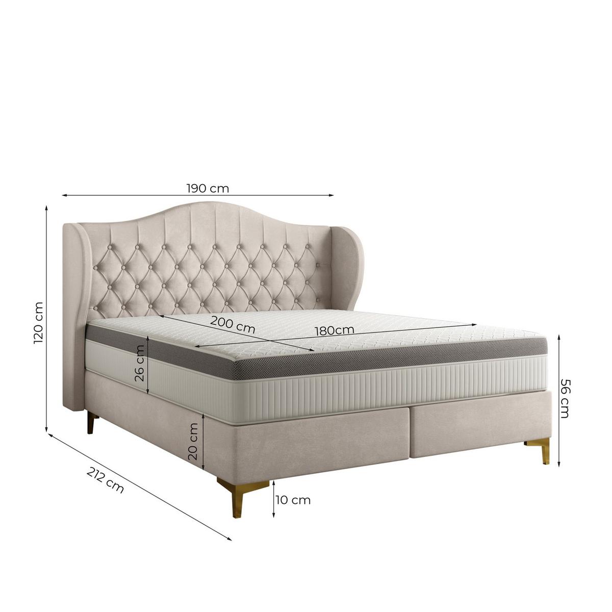 POLSTERBETT Pelagio In Whisper - Goldfarben, Holzwerkstoff/Textil (180/200cm) - Fun Möbel