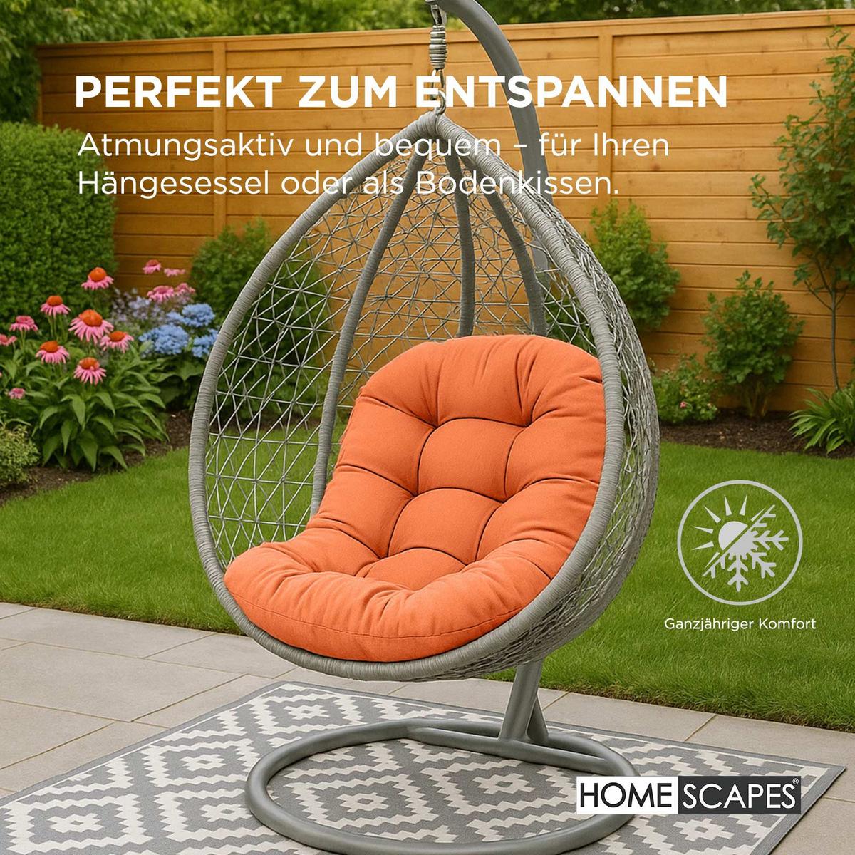HÄNGESESSEL-KISSEN terracotta-orange – halbrund, 80/120 cm - Terracotta, Textil (80/12/120cm) - Homescapes