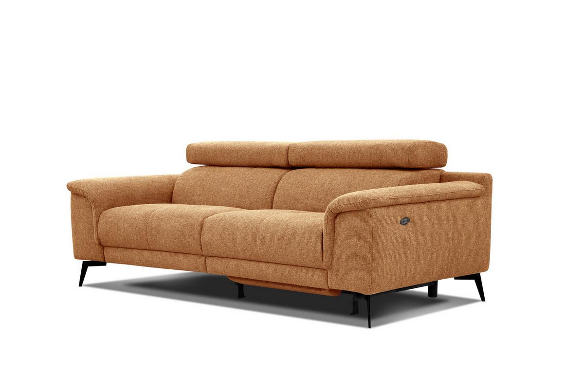 RELAXSOFA FIERO 3-Sitzer mit 1 Relaxfunktion, orange - Schwarz/Orange, Holzwerkstoff/Textil (212/82/103cm) - Wozimo
