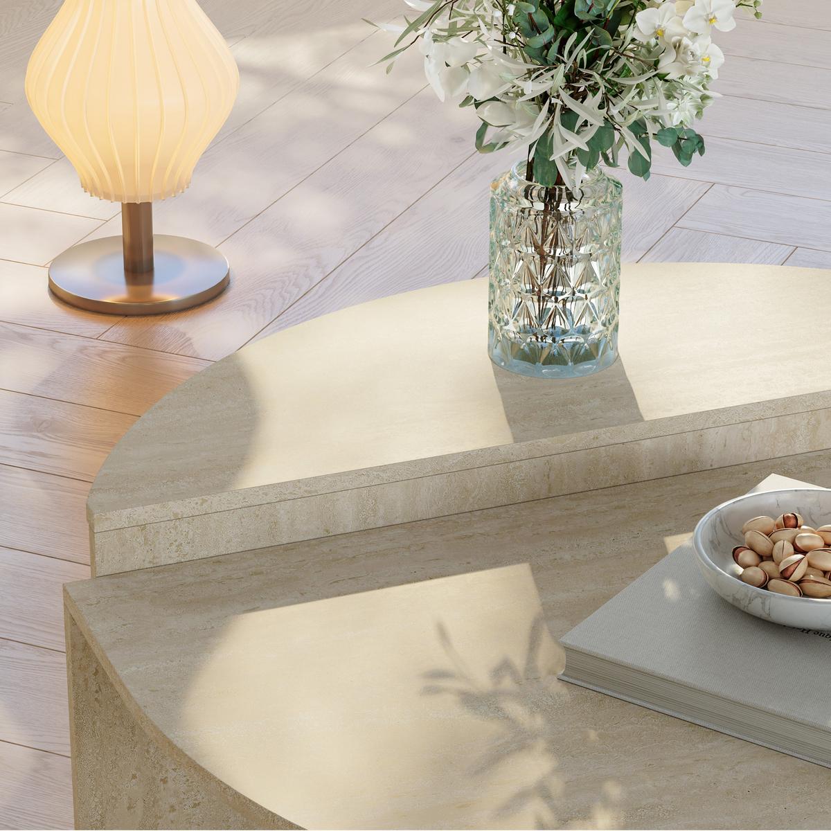 COUCHTISCH Tondesdaslo 90/90/35 cm - Beige, Holzwerkstoff (90/90/35cm) - [en.casa]