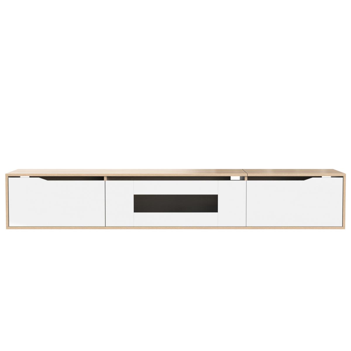 TV-LOWBOARD 180 cm in Weiß Hochglanz & Holz-Optik - Weiß, Holzwerkstoff (180/30/35cm) - Urban Meuble