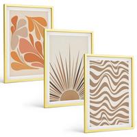 BILDER SET 3er Set - 40x60 cm Goldrahmen - Sonnen-Boho-Pastelltönen - Goldfarben, Kunststoff (40/60cm) - TULUP