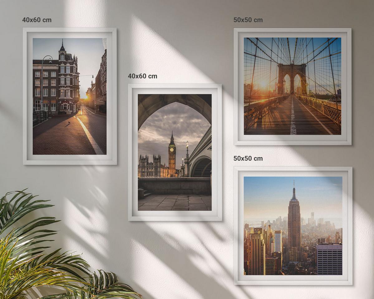 BILDER SET 4er Set - 50x50 cm & 40x60 cm Weißer Rahmen - London-Ansichtsgemälde-Set - Weiß, Kunststoff (50/50cm) - TULUP