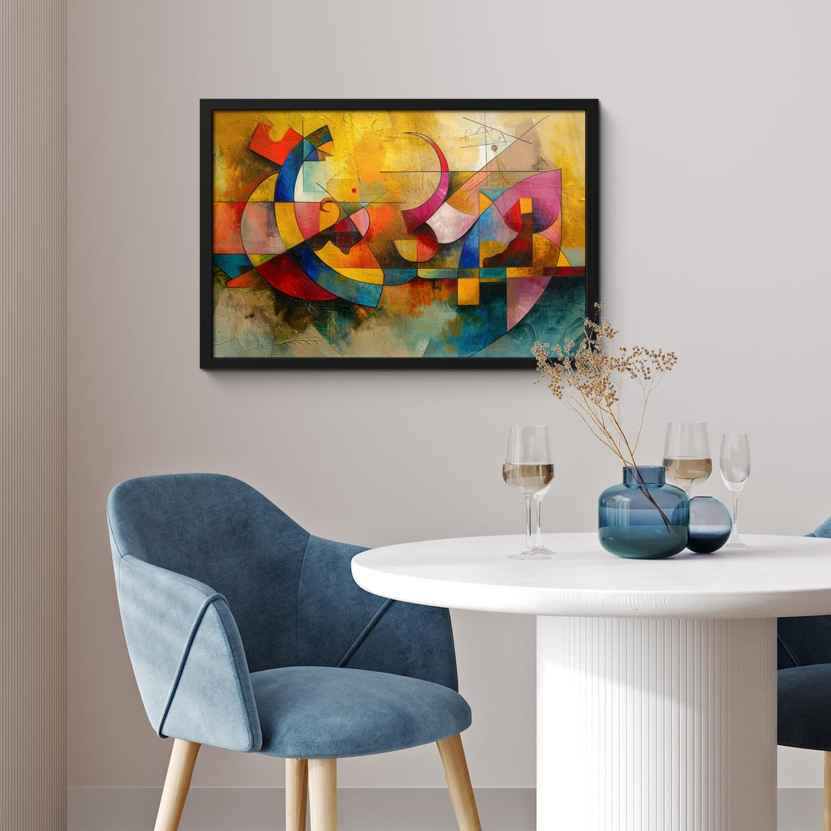 POSTER MIT RAHMENGERAHMTES BILD Kunst - Abstrakt - Modern 60x40 cm - Gelb, Papier (60/40cm) - MuchoWow