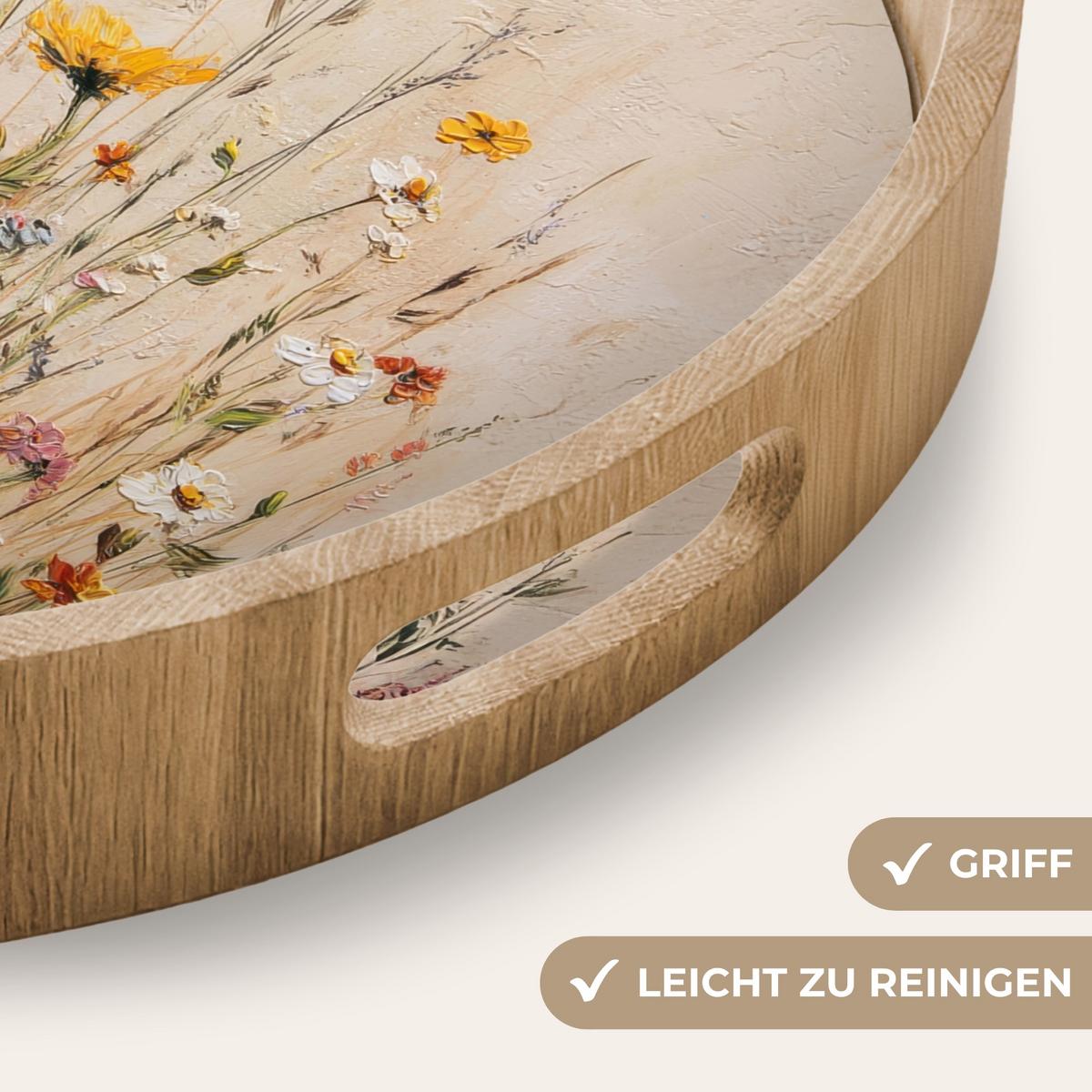 TABLETT Wildblumen - Pinselstriche - Ruhig 40x40 cm - Multicolor, Holz (40/5/5cm) - OnlyWow