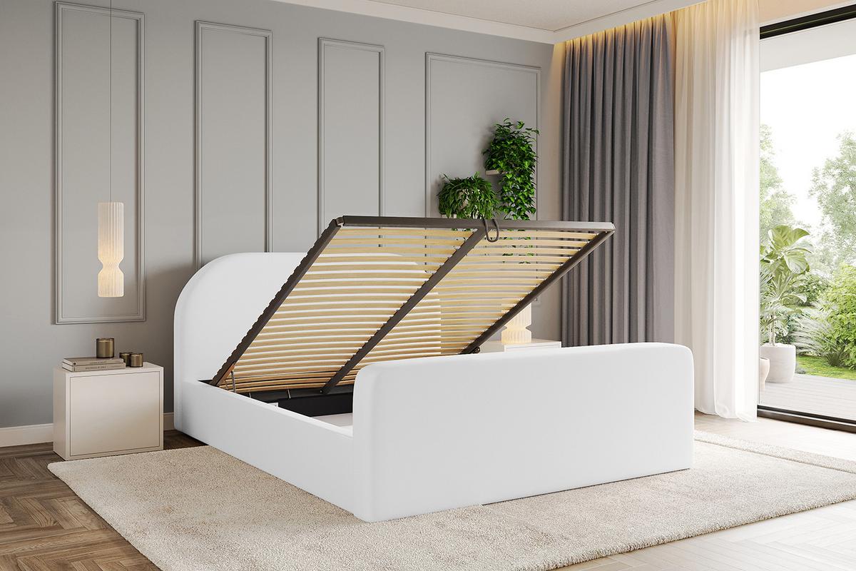 POLSTERBETT mit Bettkasten, Fußteil und Lattenrost, Boxbett ohne Matratze - TIVON-Z 180x200 Weiß Kunstleder - Weiß Hochglanz, Holzwerkstoff/Textil (180/200cm) - ALTDECOR