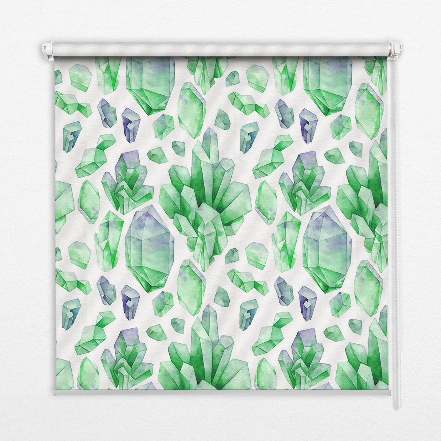 INNENROLLO - Fensterrollo - Rollo - 140x140 cm - Grüne Kristalle - Grün, Kunststoff (140/140/0.5cm) - TULUP