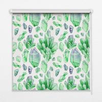 INNENROLLO - Fensterrollo - Rollo - 140x140 cm - Grüne Kristalle - Grün, Kunststoff (140/140/0.5cm) - TULUP