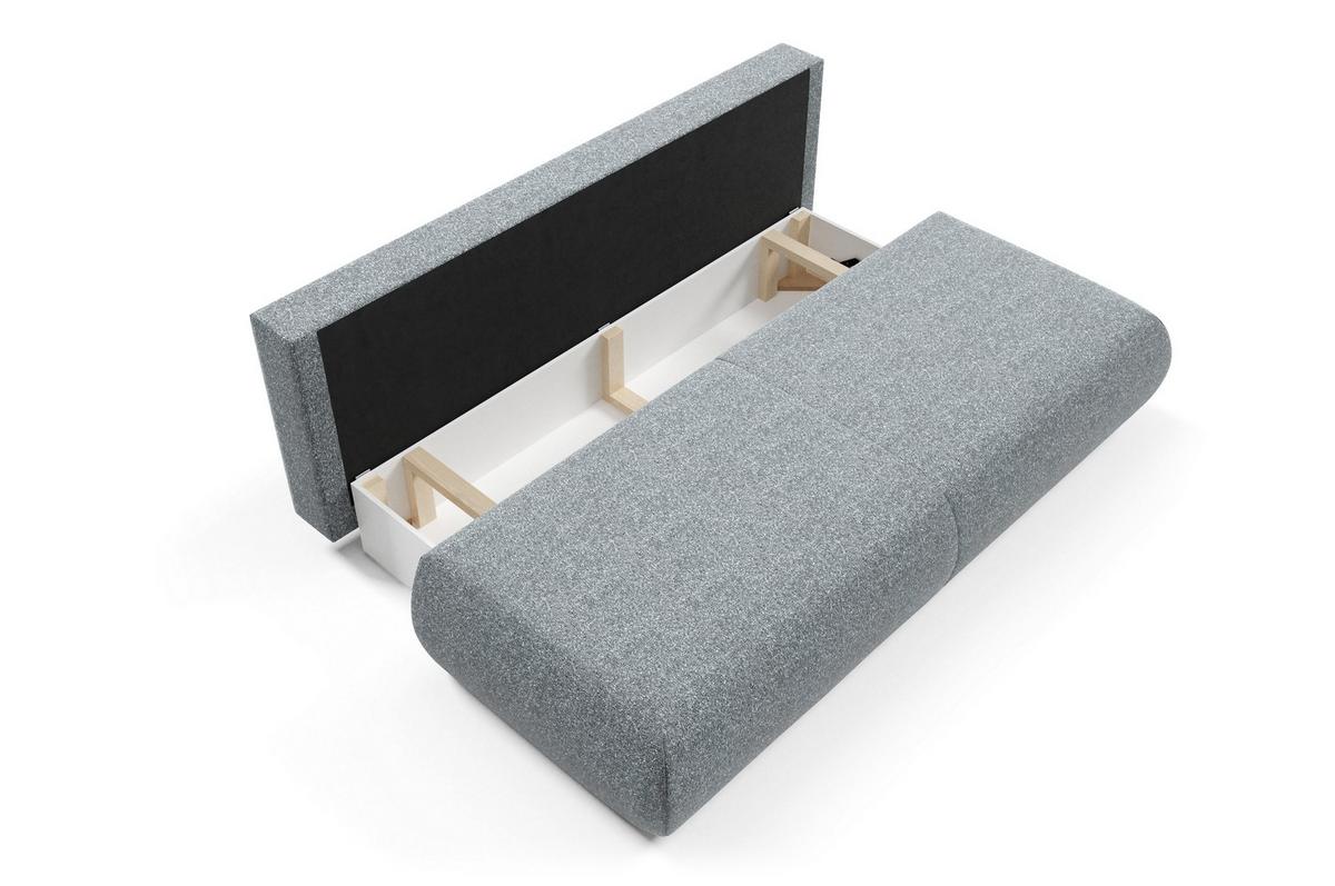 BETTSOFA DELTA Grau Geflochtener Stoff mit Schlaffunktion - Grau, Holz (214/74/100cm) - MASSENO
