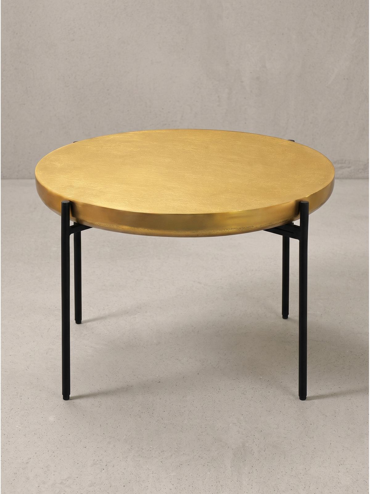 COUCHTISCH BERNALDA, Aluminium, Gold, Ø 63 x 41 cm - Goldfarben/Schwarz, Metall (63/63/41cm) - KADIMA DESIGN