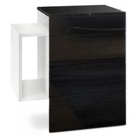 NACHTTISCH Queens Front in Schwarz Hochglanz - Schwarz Hochglanz, Holzwerkstoff (60/63/36cm) - Vladon