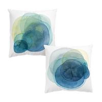 DEKOKISSEN 2er-Set Urknall - blau grün Duo 40/40 cm - Pastellblau, Textil (40/40cm) - Bilderwelten