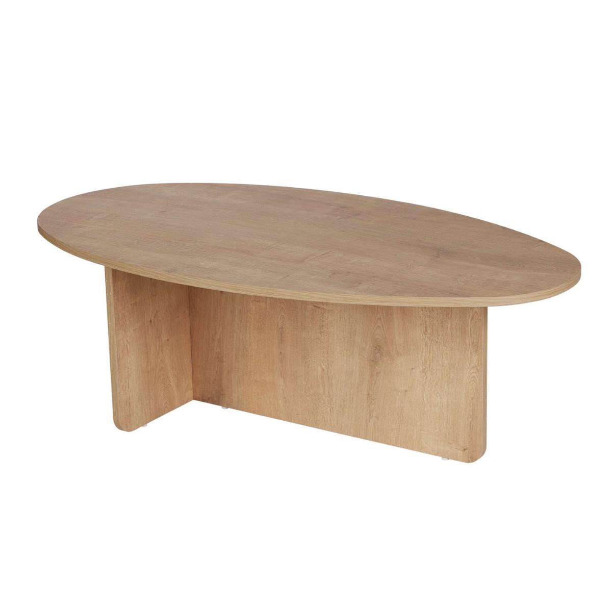 COUCHTISCH mit ovaler Platte L125 cm 65/120/40 cm - Eichefarben, Holzwerkstoff (70/65/40cm) - Calicosy