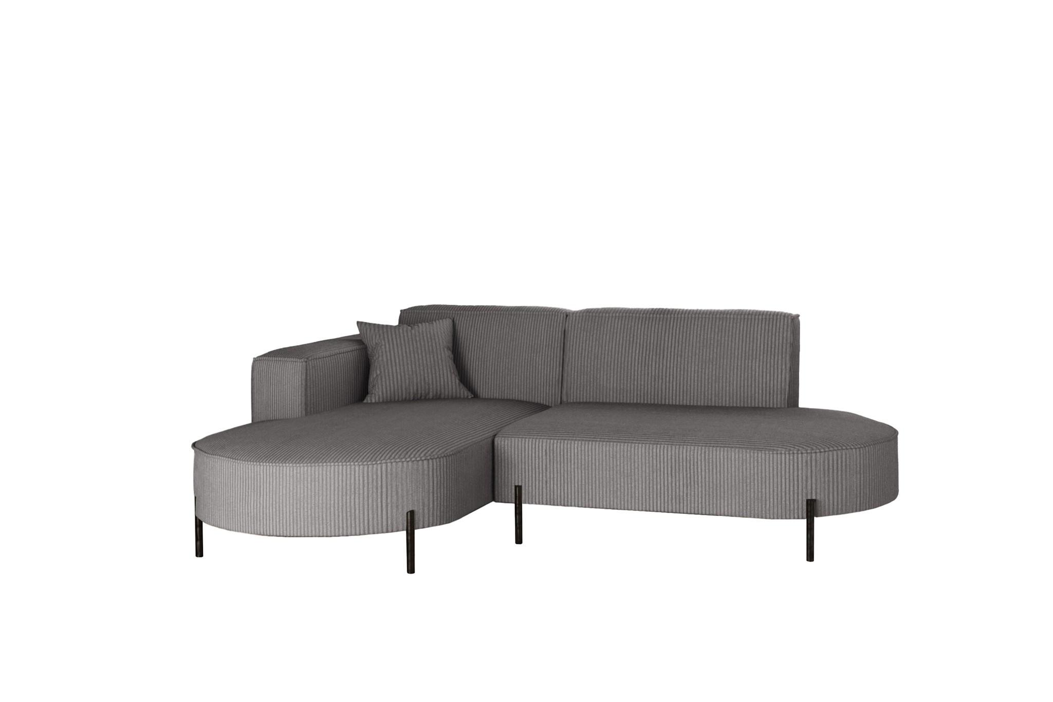 ECKSOFA Valencia Xs - Grau, Holzwerkstoff/Textil (236/165cm) - Fun Möbel
