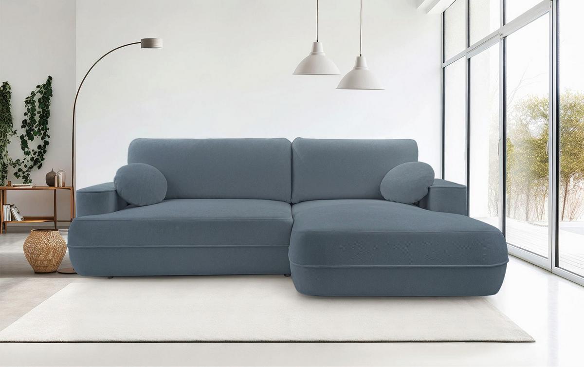 ECKSOFA Fuerro Hellblau Strukturstoff - Schwarz/Hellblau, Kunststoff/Textil (168/260cm) - Selsey