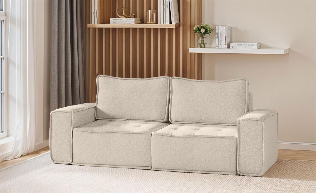 SOFASET Sande 3-2-1 Stoff Alpine - Beige, Holzwerkstoff/Textil (292/85/90cm) - Fun Möbel