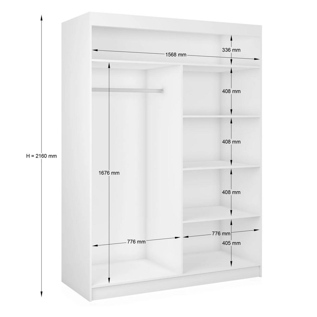SCHWEBETÜRENSCHRANK Gaja 160/216/61 Weiß mit Spiegel und Schubladeneinsätze - Weiß, Holzwerkstoff (160/216/61cm) - Beautysofa