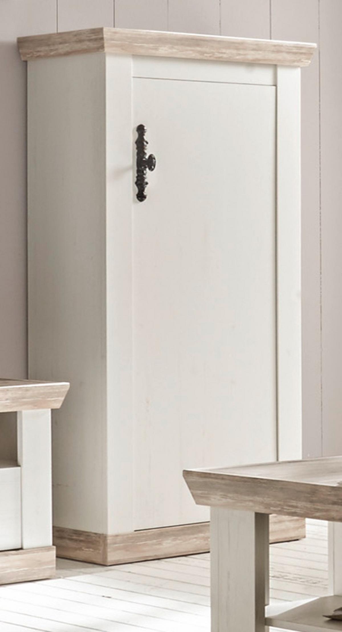 KOMMODE Pinie weiß, Oslo Pinie Landhaus, 71 x 146 cm - Anthrazit/Weiß, Holzwerkstoff/Metall (71/146/37cm) - Furn.Design