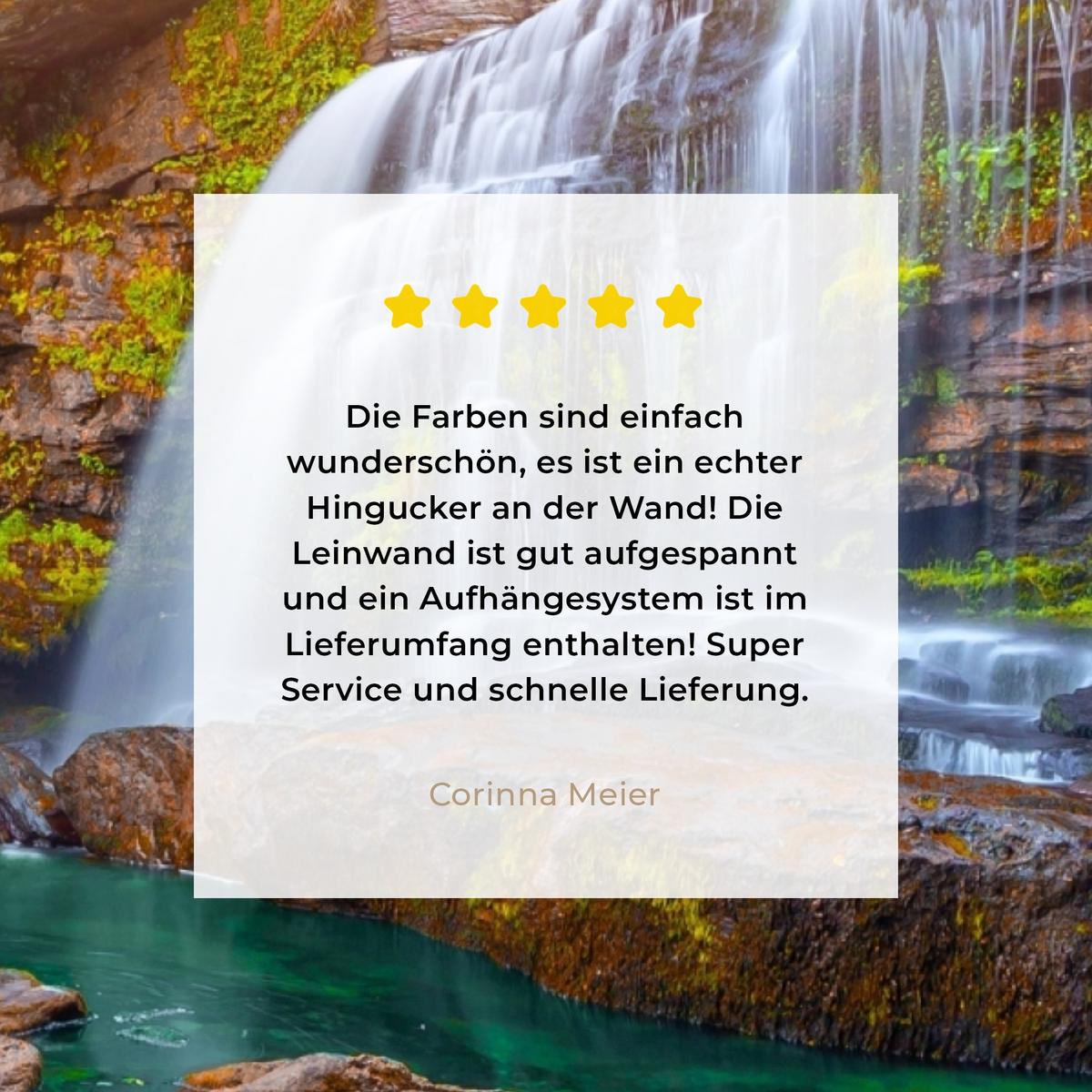 LEINWANDBILD Natur - Wasserfall - Pflanzen - Bäume - Sonne Room Decor 30x40 cm - Olivgrün, Textil (30/40cm) - MuchoWow