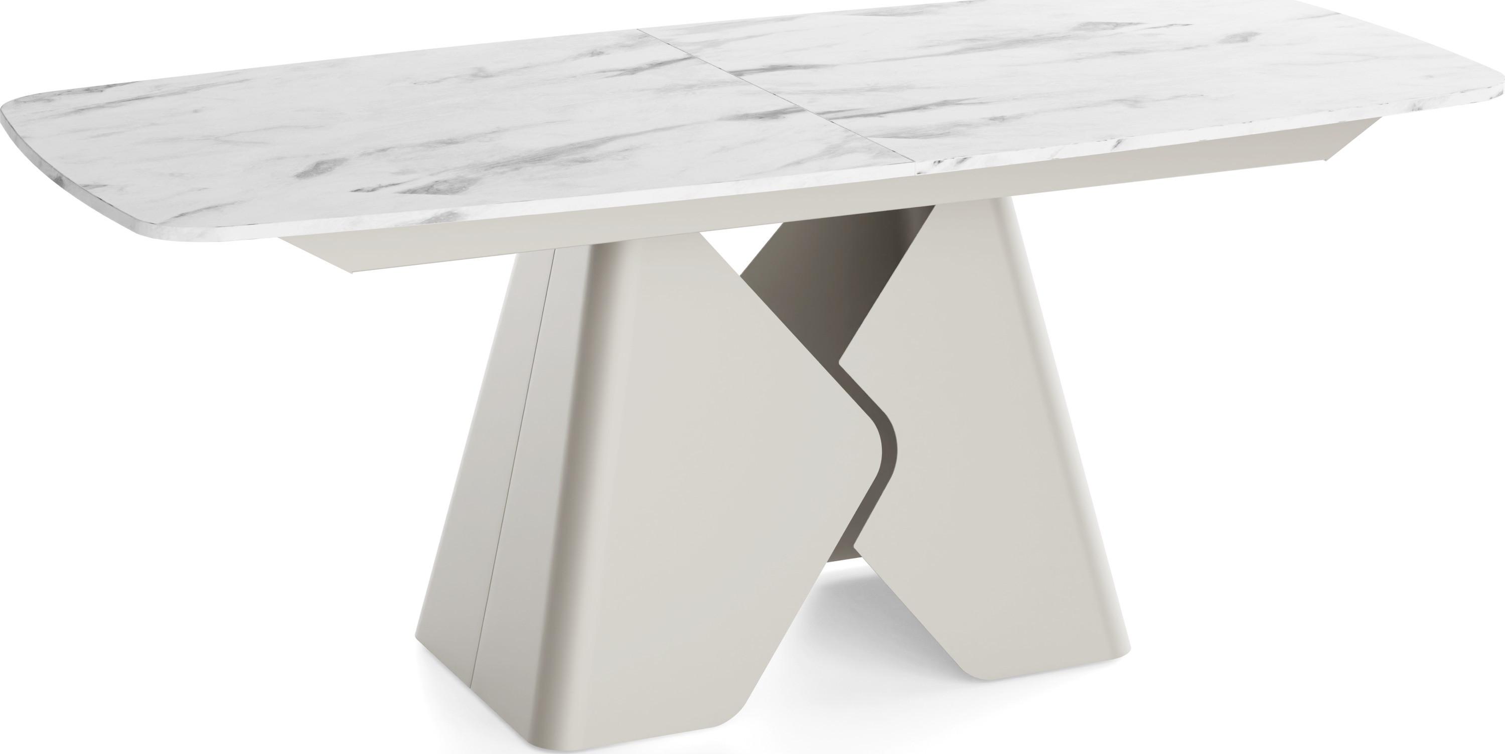 ESSTISCH Vanta rechteckig ausziehbar verlängerbar mit Metallgestell in Kaschmir Grau, Marmor Weiß 180-270/90/76 cm - Ecru/Schwarz, Holzwerkstoff/Metall (90/270/76cm) - WFL GROUP