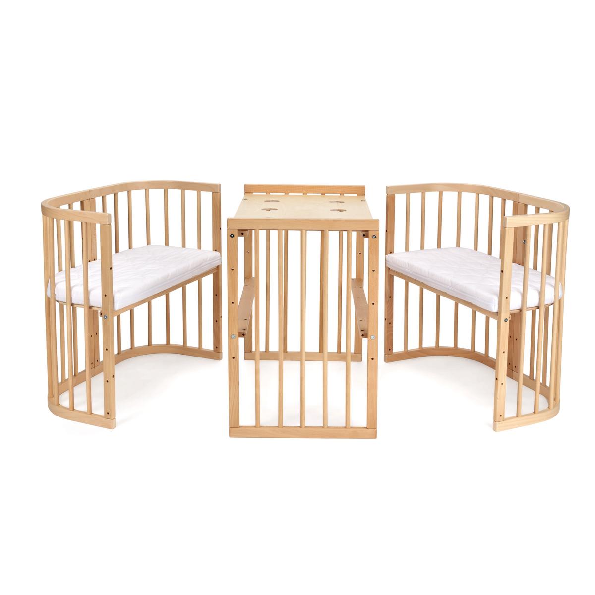 BABYBETT NATUR, 7in1 mit Matratze - Naturfarben/Weiß, Holz (73/123cm) - waldin