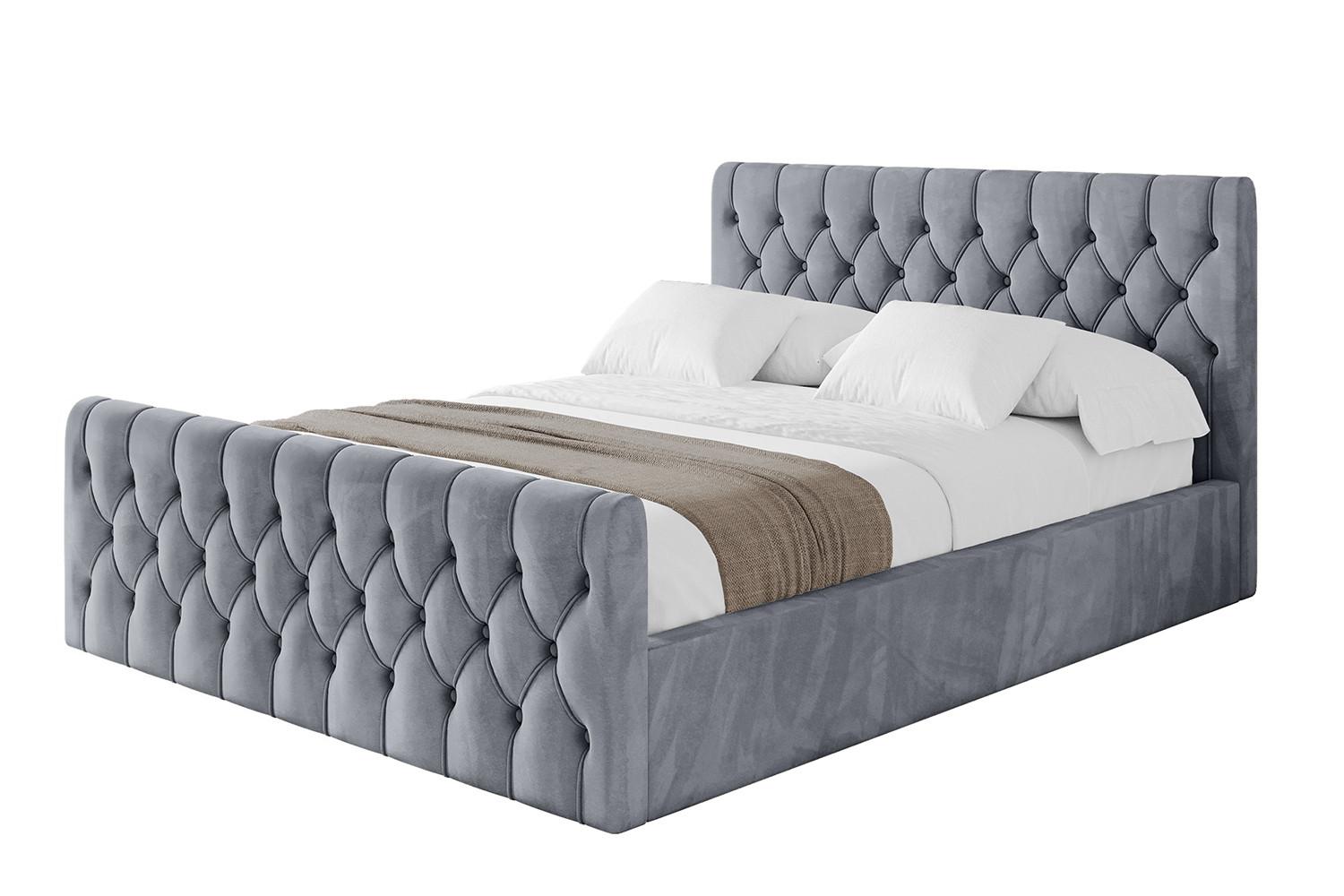 POLSTERBETT mit Bettkasten, Fußteil und Lattenrost, Boxbett mit Matratze H3/H4 - RENO-Z 180x200 Grau - Grau, Holzwerkstoff/Textil (180/200cm) - ALTDECOR