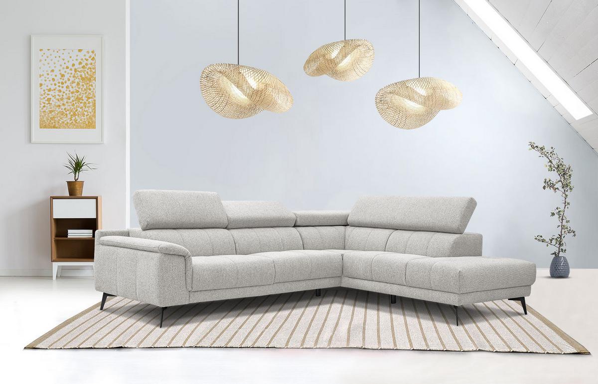 ECKSOFA FIERO 5-Sitzer, creme - Creme/Schwarz, Holzwerkstoff/Textil (290/228cm) - Wozimo