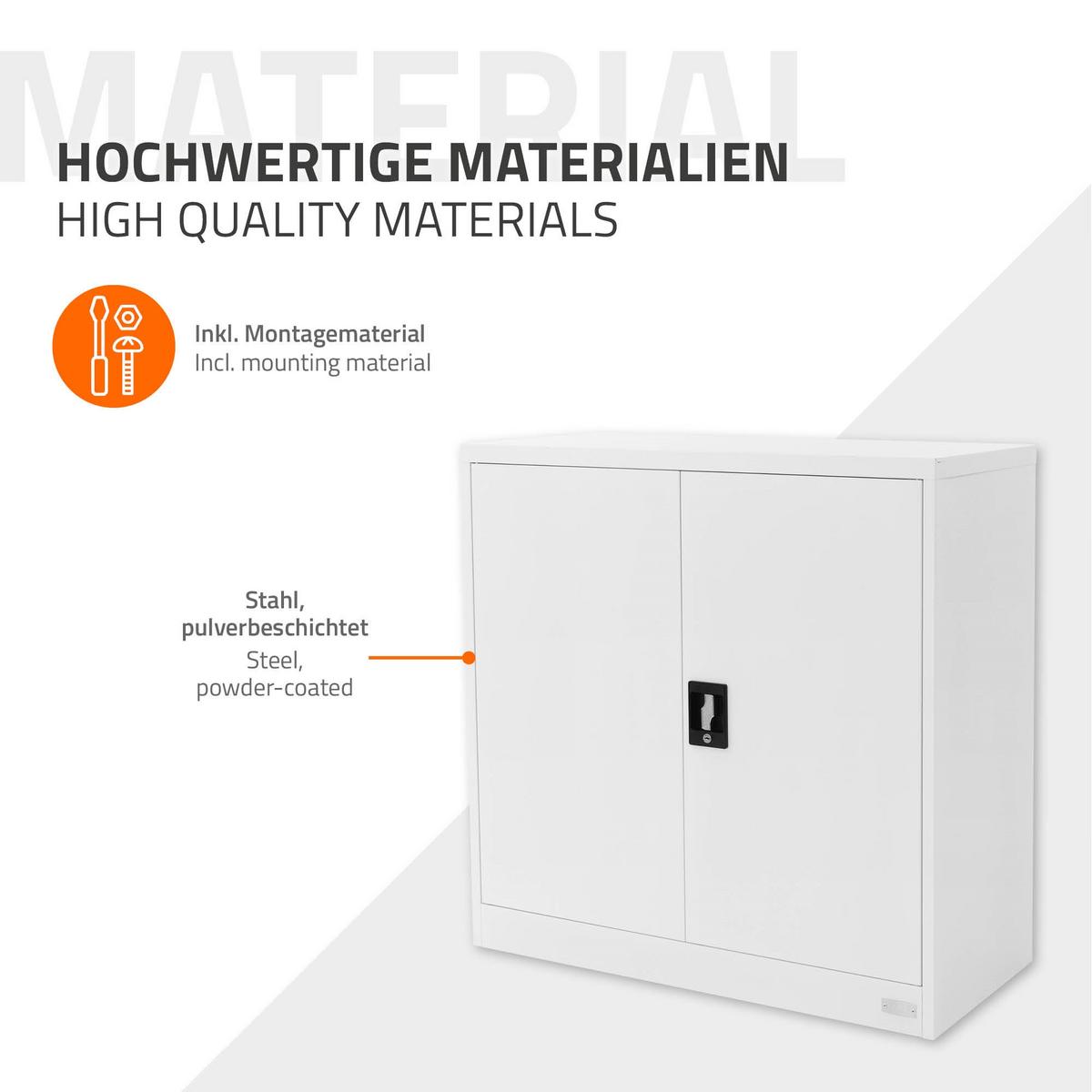 AKTENSCHRANK 90x40x90 cm Weiß aus Stahl - Weiß, Metall (40/90/90cm) - ML-DESIGN