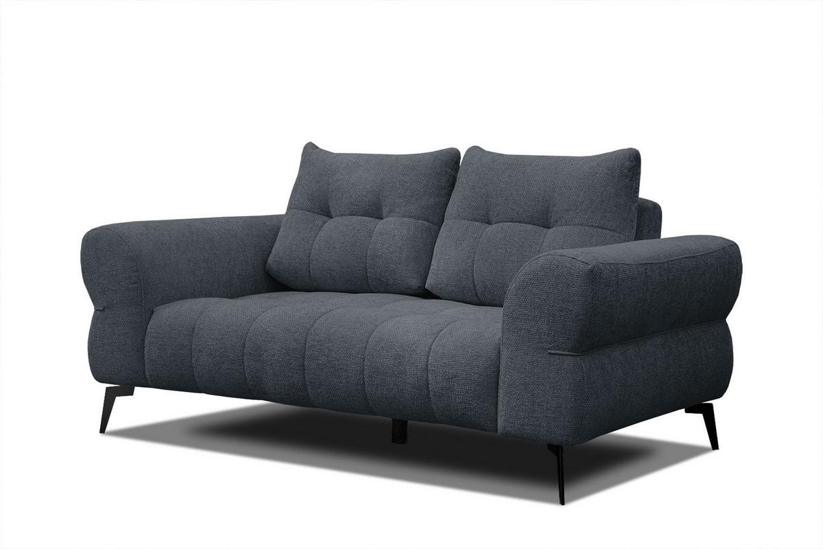 SOFA SALVINI 2-Sitzer, dunkelblau - Schwarz/Dunkelblau, Holzwerkstoff/Textil (176/88/99cm) - Wozimo