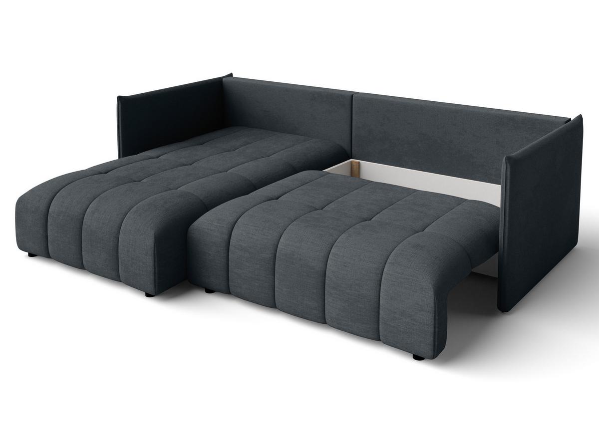 ECKSOFA L Form Gaziante Grau 248/180/83 cm – mit Bettkasten - Schwarz/Grau, Kunststoff/Textil (248/180cm) - AX Living