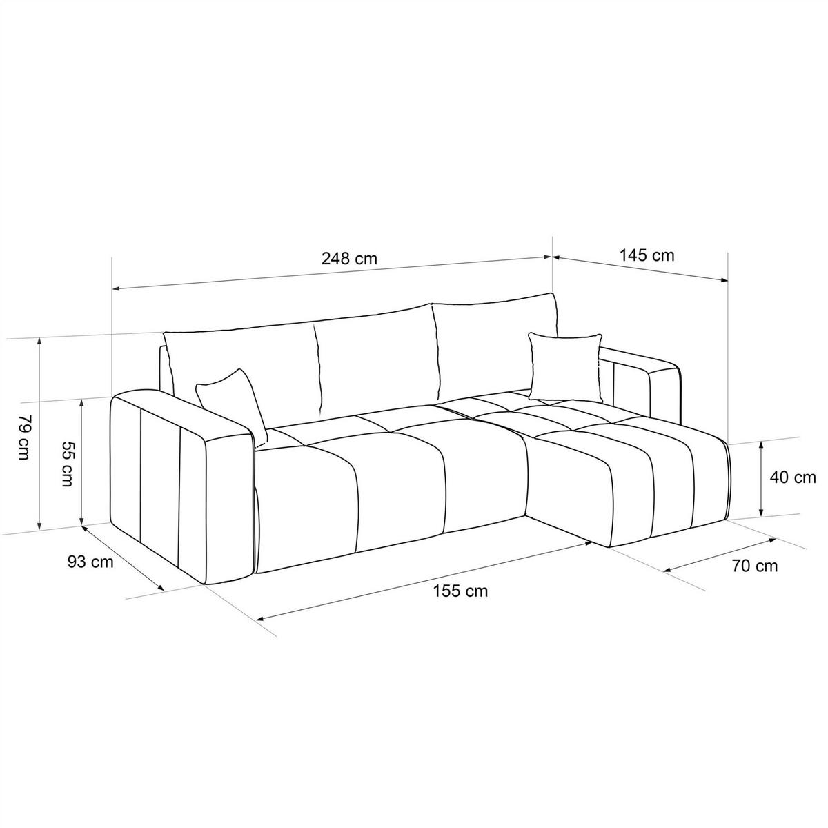 ECKSOFA Leros Mit Schlaffunktion - Rosa, Holzwerkstoff/Textil (145/248cm) - Fun Möbel