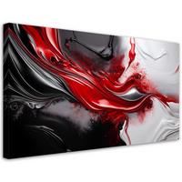 WANDBILD Modern Abstrakt Rot Schwarz 3D 100x50cm - Grau, Textil (100/50cm) - Feeby