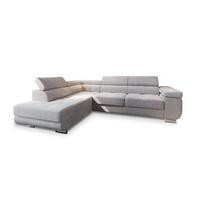 ECKSOFA APIRO L-S Creme Kordstoff mit Schlaffunktion - Silberfarben/Creme, Holz/Textil (276/202cm) - MASSENO