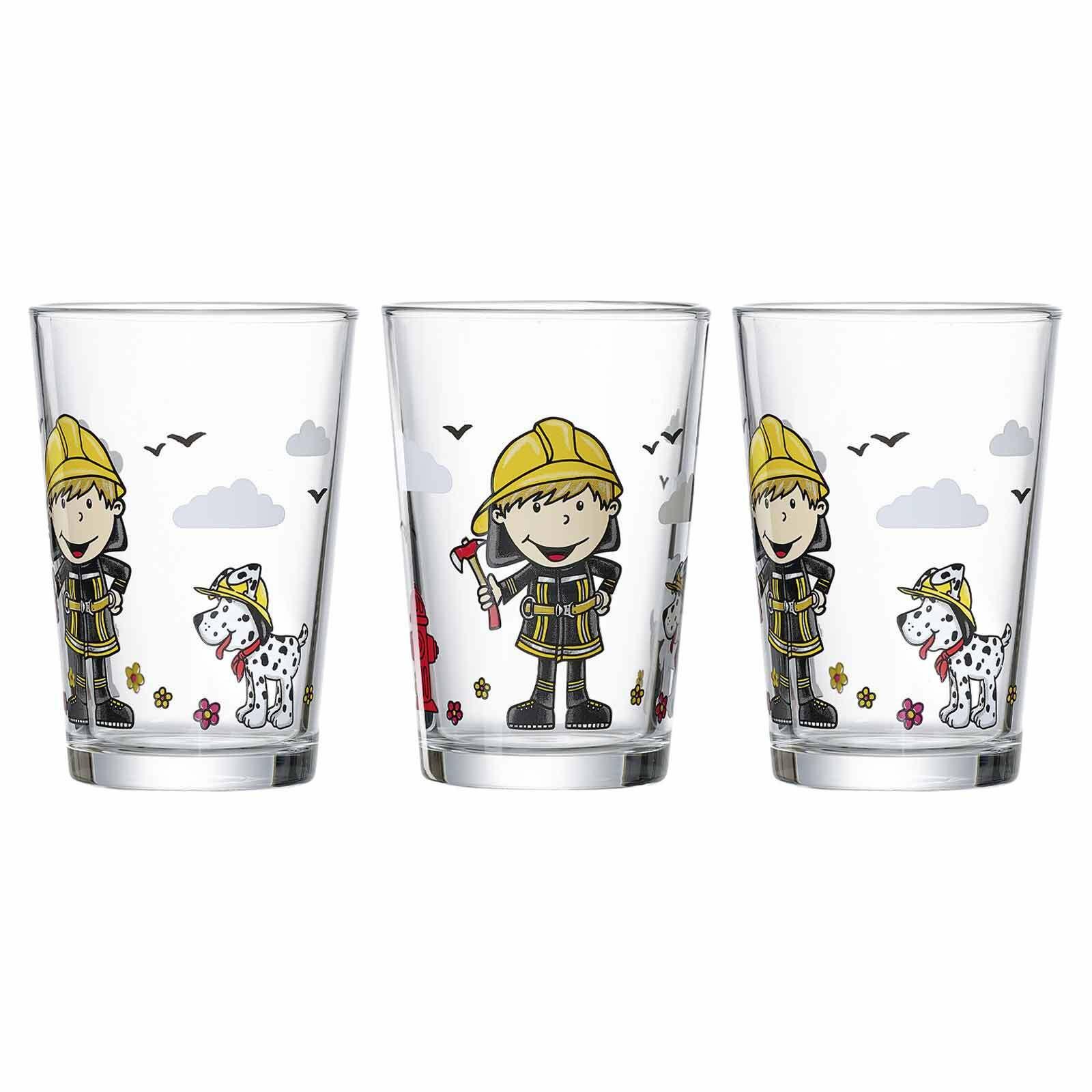 KINDERGLÄSER Feuerwehrmann Bernie bunt 205 ml 3-tlg. - Multicolor, Glas (0.205L) - Ritzenhoff Breker