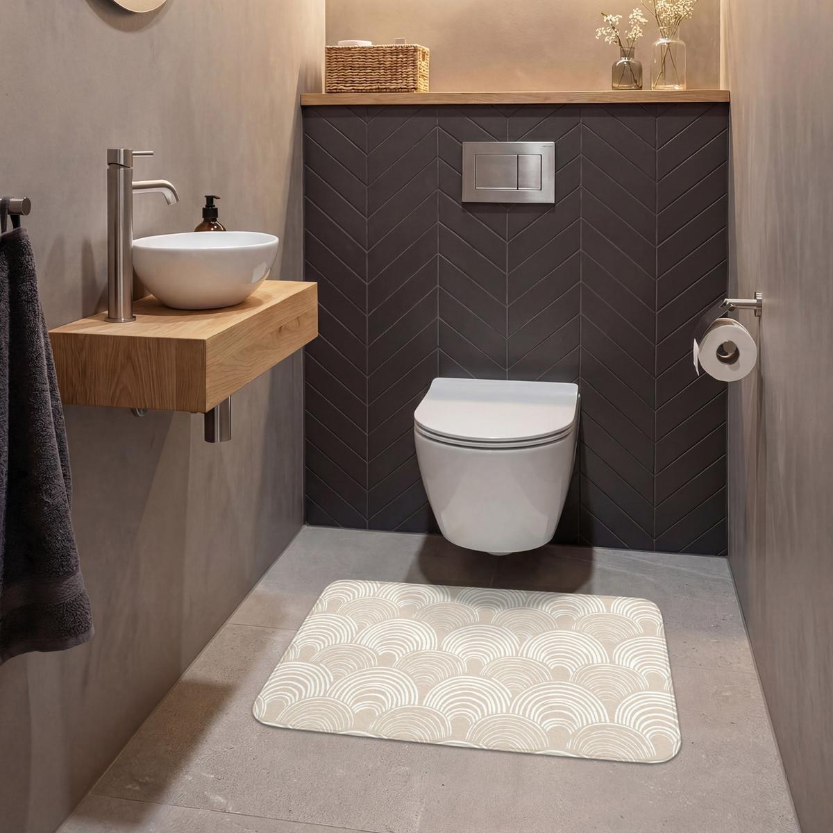 WC-VORLEGER Wellen - Textur - Beige Toilettenteppich 80x50 cm - Kaschmir, Textil (80/1cm) - OnlyWow