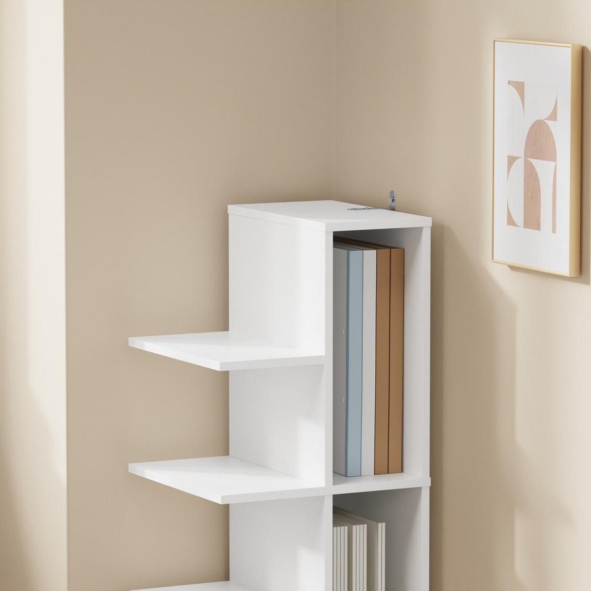 ECKREGAL mit fünf Ablagen STR14-W - Ahornfarben, Fell (30/110.5/32.5cm) - SoBuy