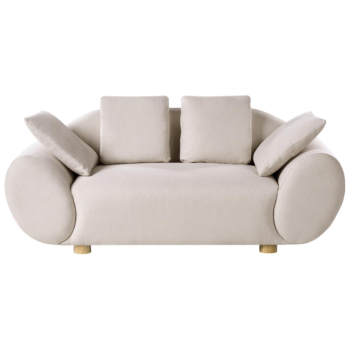 SOFA-SET 4-Sitzer Stoff Hellbeige Ringel - Beige/Braun, Textil (189/75/87cm) - Beliani
