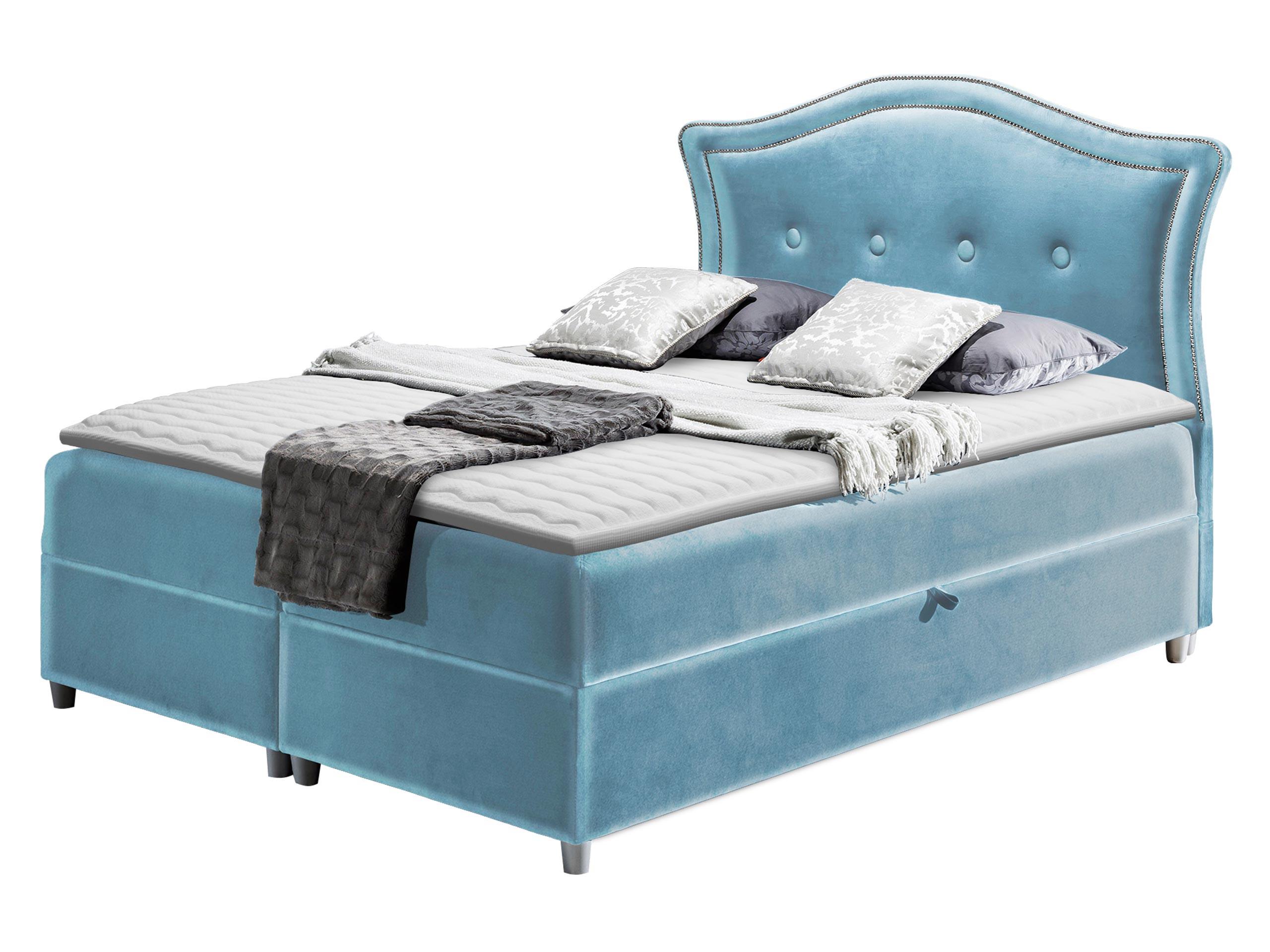 BOXBETT Bedran Lux - H3 - Hellblau, Holz (160/200cm) - MIRJAN24