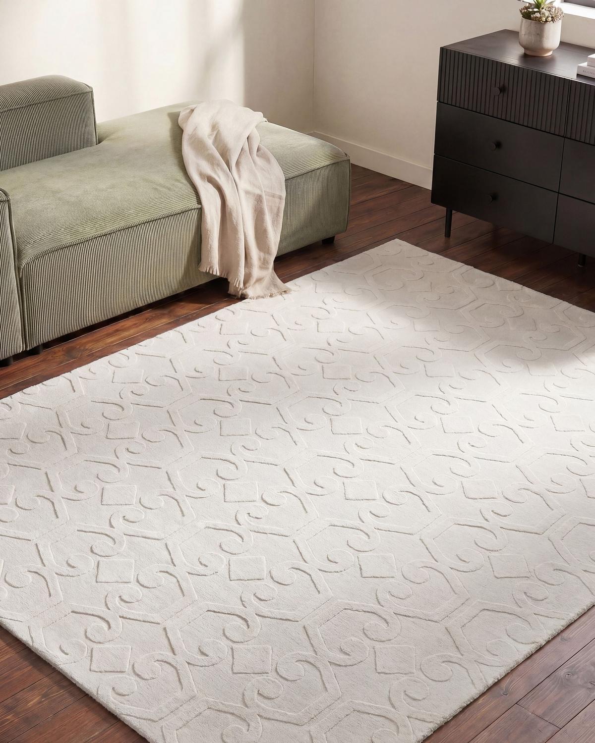 TEPPICH Cremeweiß 160/230 cm Gannett - Creme/Weiß, Textil (160/230cm) - Beliani