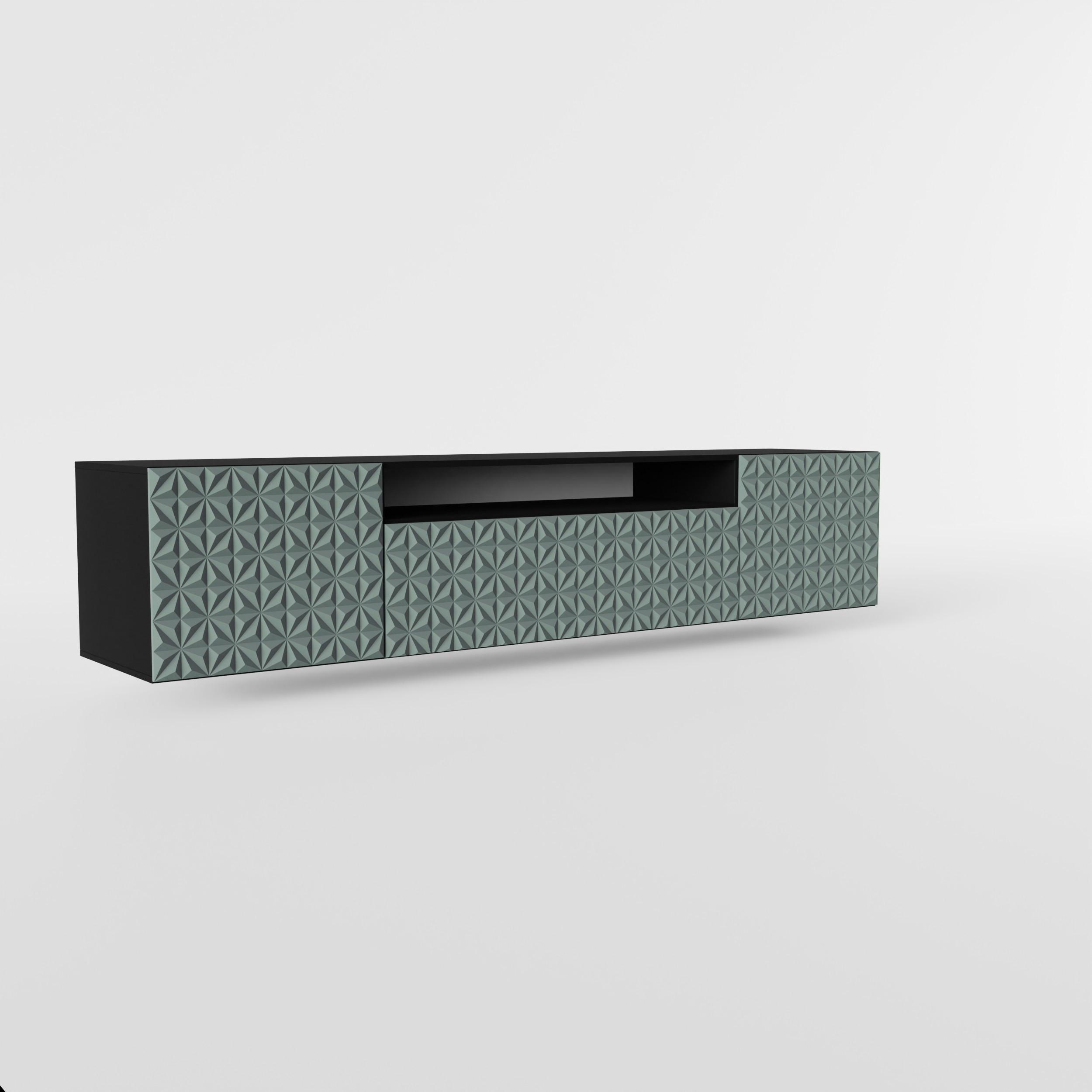 LOWBOARD ROVA 200/41/40 cm, Hängender TV-Schrank Schwarz / Grün - Schwarz/Grün, Holzwerkstoff (200/41/40cm) - MASSENO