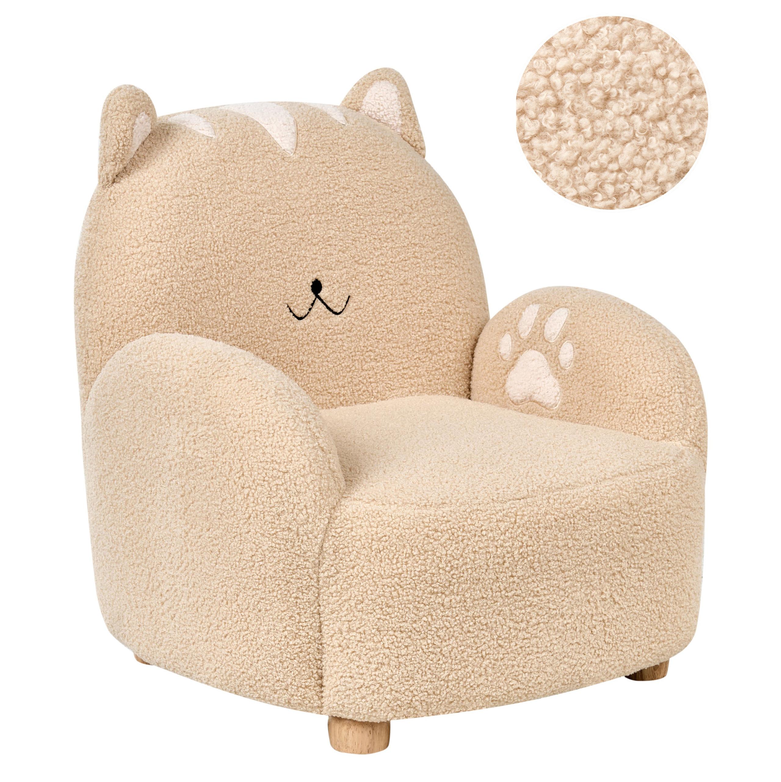 KINDERSESSEL Katze Bouclé Beige Zoar - Beige, Textil (55/59/54cm) - Beliani
