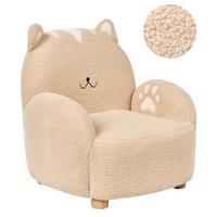 KINDERSESSEL Katze Bouclé Beige Zoar - Beige, Textil (55/59/54cm) - Beliani