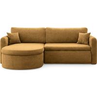 ECKSOFA Cora mit Schlaffunktion & Stauraum, Universell Rechts/Links, Senfgelb Cord Chenille 260/82/160 cm - Gelb/Schwarz, Kunststoff/Textil (250/160cm) - WFL GROUP