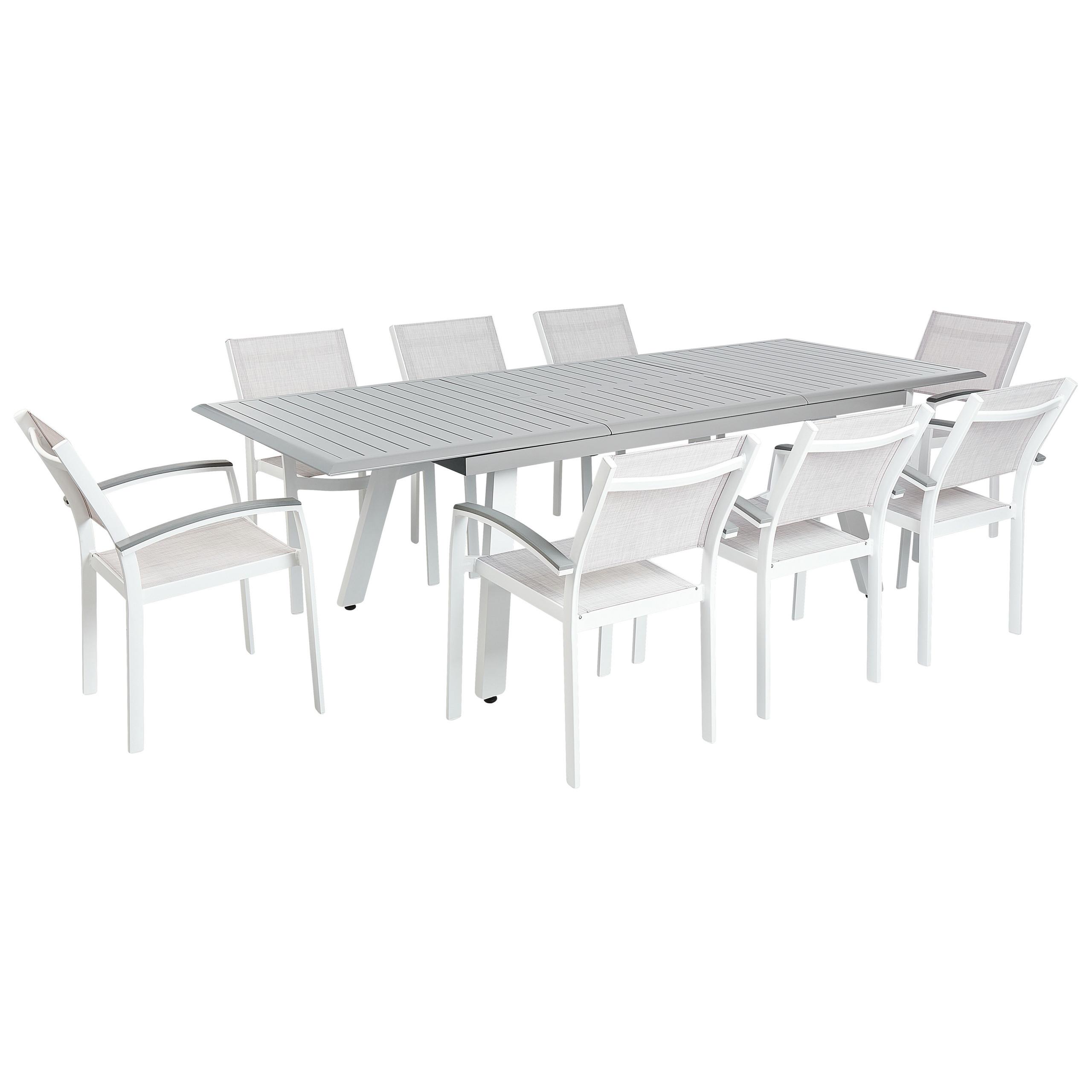 GARTENMÖBEL SET 8-Sitzer Aluminium grau Pereta - Weiß/Grau, Metall - Beliani