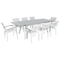 GARTENMÖBEL SET 8-Sitzer Aluminium grau Pereta - Weiß/Grau, Metall - Beliani