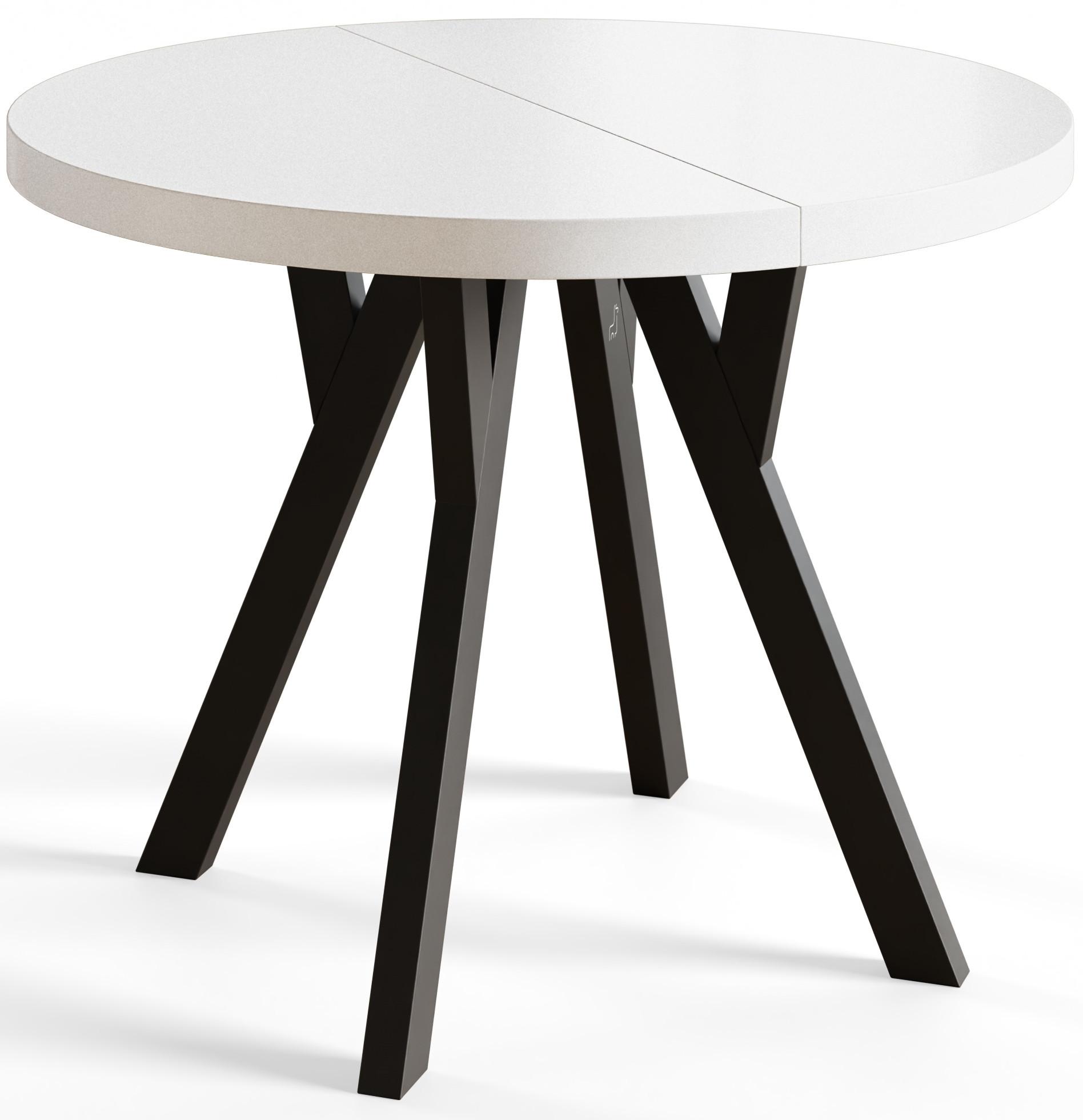 RUNDER Esstisch ausziehbar – Moderner Wohnzimmertisch und Küchentisch – Tisch mit Stabile Konstruktion, Durchmesser 120 cm - 220 cm - Farbe Weiß - Schwarz/Weiß, Holzwerkstoff (120/120/77cm) - Alpi-Möbel