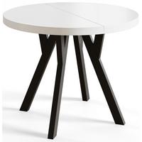 RUNDER Esstisch ausziehbar – Moderner Wohnzimmertisch und Küchentisch – Tisch mit Stabile Konstruktion, Durchmesser 110 cm - 210 cm - Farbe Weiß - Schwarz/Weiß, Holzwerkstoff (110/110/77cm) - Alpi-Möbel